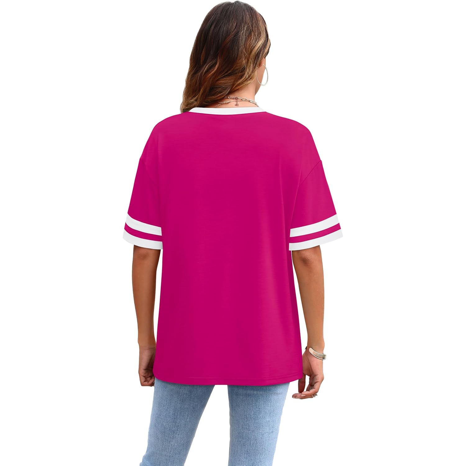 Wiholl Womens T Shirts Loose Fit Short Sleeve Tees Crew Neck Color Block Summer Tops 2026 Fashion