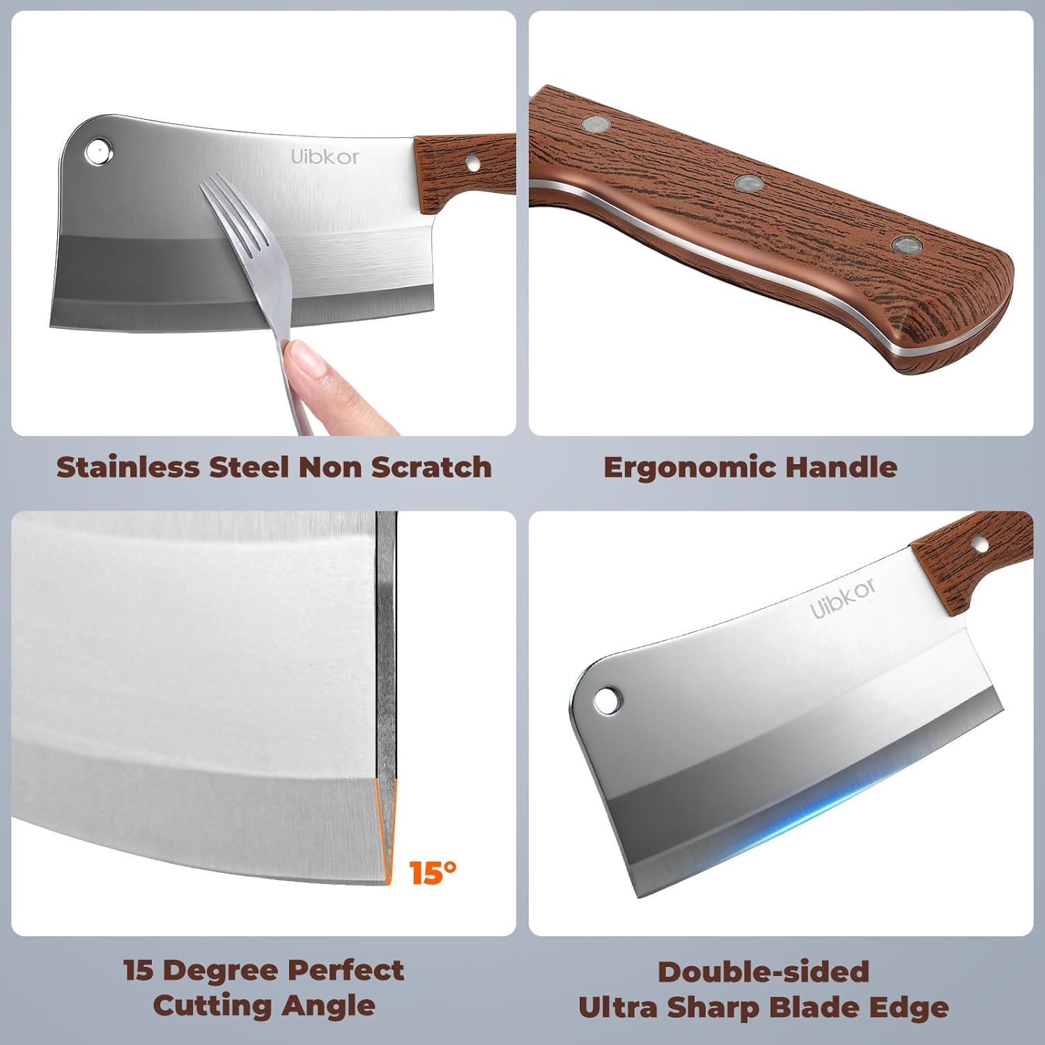 7 Inch Meat Cleaver Knife, Professional Butcher Knife, Heavy Duty Bone Chopper, Ultra Sharp High Carbon Steel Blade, Ergonomic Non-Slip Handle for Bone Cutting, Vegetable Chopping, Restaurant, Kitchen