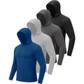 4 Pack Sun Hoodie For Men - Uv Upf 50+ Fishing Shirts Long Sleeve Lightweight Tops For Athletic Running Gym Workout