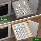 Loyareal Silverware Organizer Utenisl Organizer Holder Kitchen Drawer Organizer Plastic Silverware Tray For Drawer Flatware Organizer 5 Compartment White