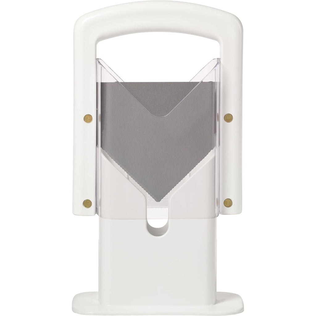 Hoan Bagel Biter Slicer and Cutter with Safety Shield - Serrated Blade Cuts Bagels, Muffins, Buns and Rolls - Dishwasher Safe Bagel Guillotine, 9.25 Inches Tall, White