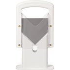 Hoan Bagel Biter Slicer and Cutter with Safety Shield - Serrated Blade Cuts Bagels, Muffins, Buns and Rolls - Dishwasher Safe Bagel Guillotine, 9.25 Inches Tall, White