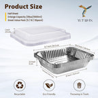 YLT WAX 9x13 Disposable Aluminum Foil Pans with Clear Lids (10 Pack), Durable Half Size Deep Extra Heavy Duty Food Containers for Baking, Cooking, Roasting, Heating or Steam Table