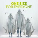 Zeno Disposable Rain Ponchos For Adults - Clear With Hood, Compact Emergency Ponchos For Hiking, Camping, Travel