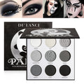 Black Smoky Eye Shadow Palette, De’Lanci Panda 9 Colors True Black Dark Grey Smokey Goth Makeup Pallet, 9 Soft Matte Shimmer High Pigmented Basic Black White Gray Shade For Halloween