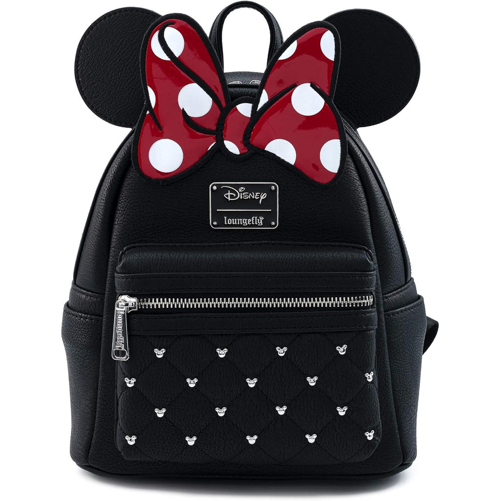 Loungefly Disney Minnie Mouse Bow Faux Leather Womens Double Strap Shoulder Bag Purse
