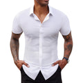 Stretch Dress Shirts For Men Short Sleeve Slim Fit Casual Button Down Shirts Muscle Fit Men'S Dress Shirts