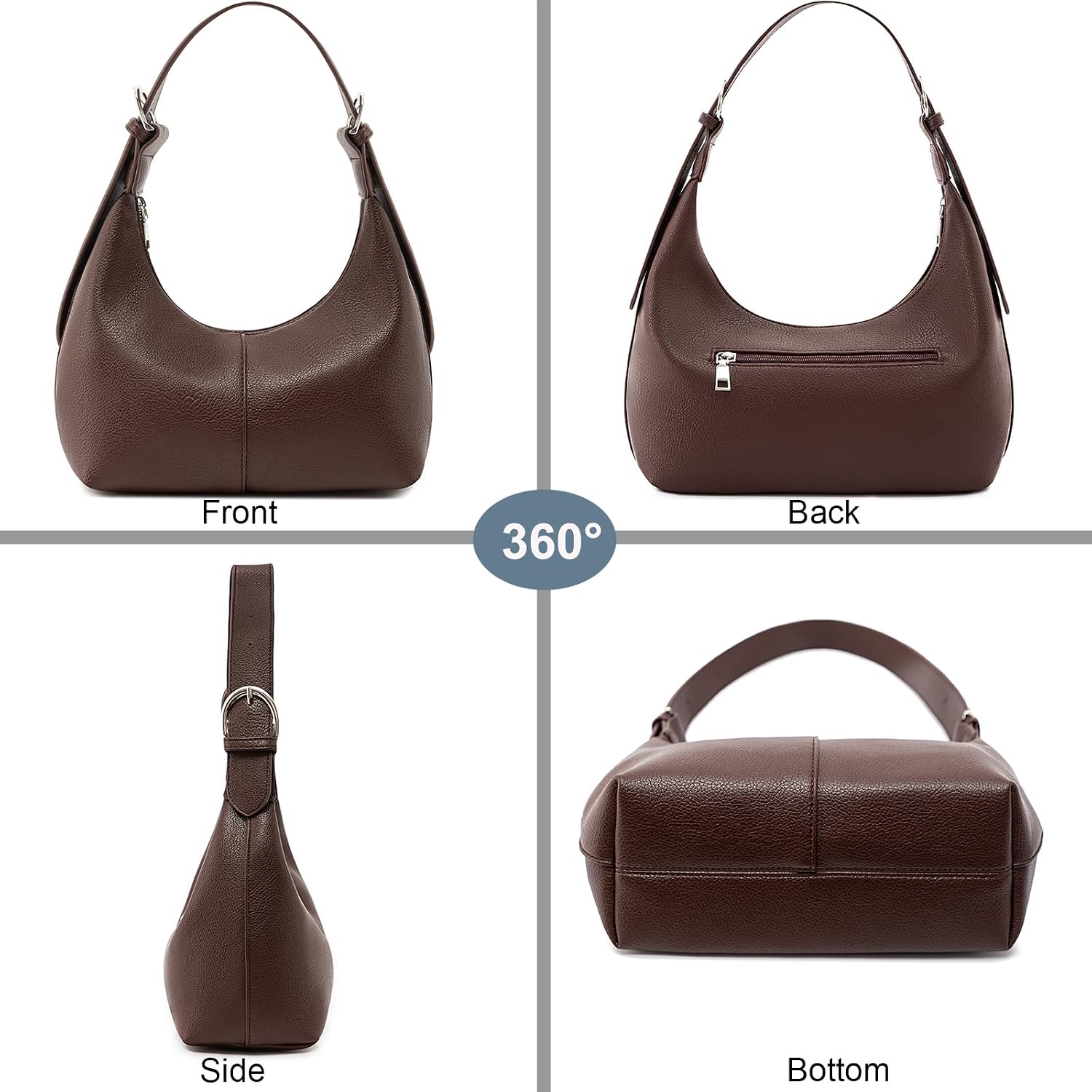 Hobo Bags For Women Soft Vegan Leather Crescent Shoulder Handbag Slouchy Tote Crossbody Purses