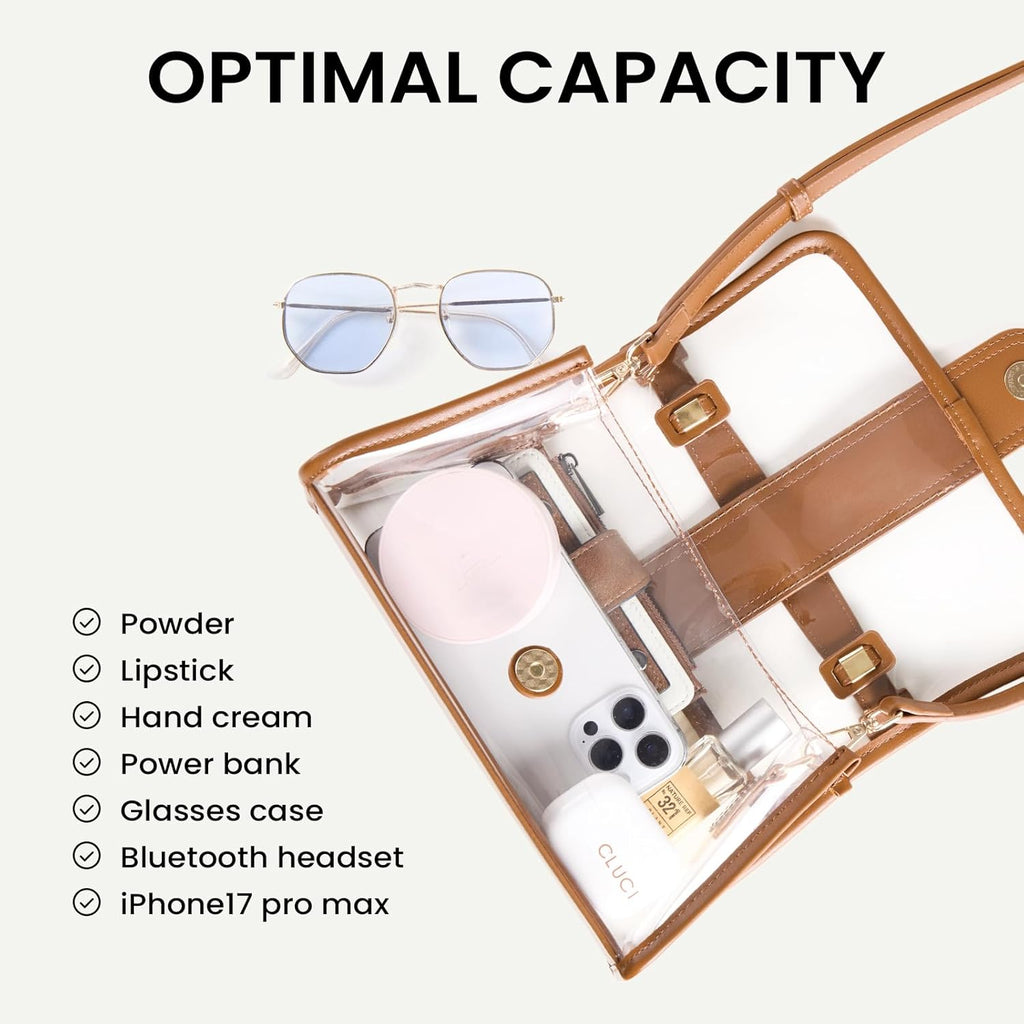 CLUCI Clear Bag for Stadium Events Crossbody Purses for Women Stadium Approved Clear Bag for Concerts Sports Festivals