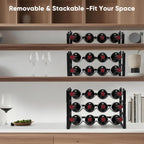 Wine Rack For Countertop – Stackable Freestanding Bottle Organizer For Kitchen, Pantry, Bar Cabinet & Small Spaces – Compact Metal Shelf & Modular Storage Stand (3-Tier)