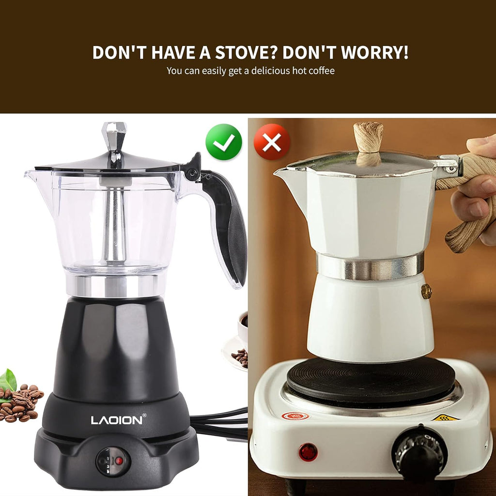 Cuban Coffee Maker, 6 Or 3Cup Electric Espresso Coffee Maker, Portable Cafeteras Electricas Modernas, Electric Moka Pot With Detachable Base & Overheat Protection, Coffee Gift For Home Travel