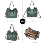 Vintage Pu Hobo Shoulder Bag, Bucket Tote With Rivet Detail Purse