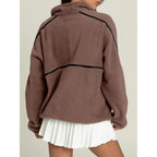 Laslulu Womens Half Zip Pullover Sweatshirt Sherpa Fleece Jacket Oversized Sweatshirts Warm Fuzzy Sweaters Pockets
