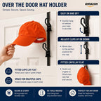Perfect Curve Caprack | Over-The-Door Hat Organizer For Baseball Caps | 2 Straps, Holds 18-36 Adjustable Caps | Black