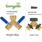 Hose Splitter 2 Way Heavy Duty, Full Flow Garden Hose Splitter | Large Easy-Turn Handle, 3/4 Inch Ght Brass Water Hose Splitter For Outdoor Faucet, Y Valve Hose Bib Splitter