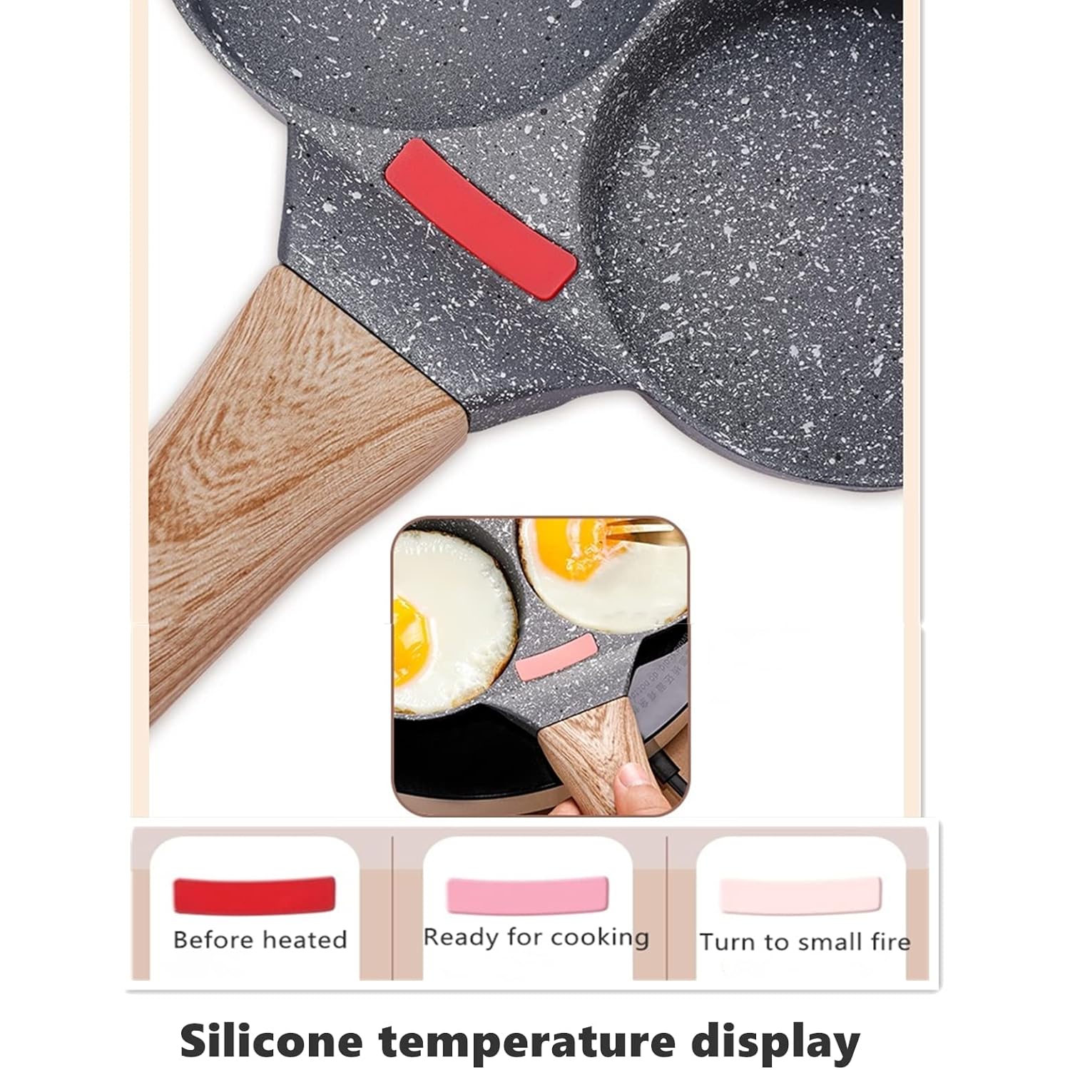 HUPECHAM 4-Cup Egg Pan Nonstick, and Granite Egg Frying Pan, Versatile Breakfast Skillet for Eggs, Pancakes, Plett, Crepes, Compatible with Gas Stove and Induction Cooktop