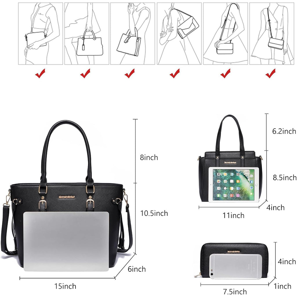 Montana West 3Pcs Purses For Women Tote Bag And Wallet Set Shoulder Satchel Handbags