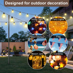 6 Pack 9Ft String Light Poles For Outdoor,Metal Lights Hanging Pole Outside With Fork,Light Stand For Patio, Pergola, Garden, Backyard, Yard, Camping Party