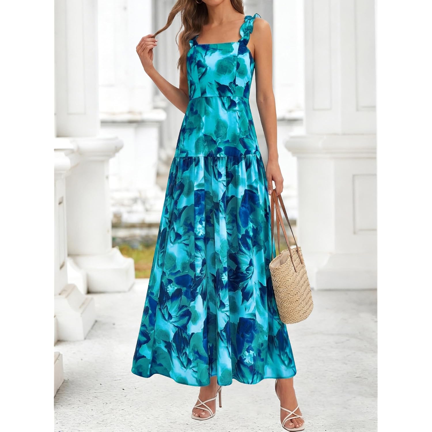 Btfbm Dresses For Women Summer 2026 Formal Sleeveless Smocked Floral Long Wedding Guest Dress Party Spring
