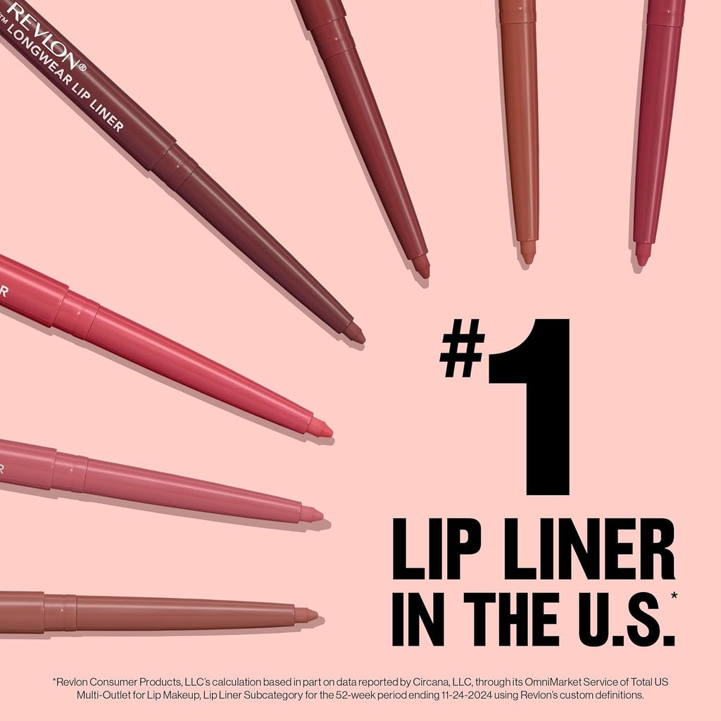 Revlon Colorstay Lip Liner Makeup with Built-in-Sharpener, Longwear Rich Colors, Smooth Application, 670 Wine, 0.01 oz