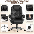 Homall Office Chair High Back Computer Desk Chair, Pu Leather Adjustable Height Modern Executive Swivel Task Chair With Padded Armrests And Lumbar Support (Black)