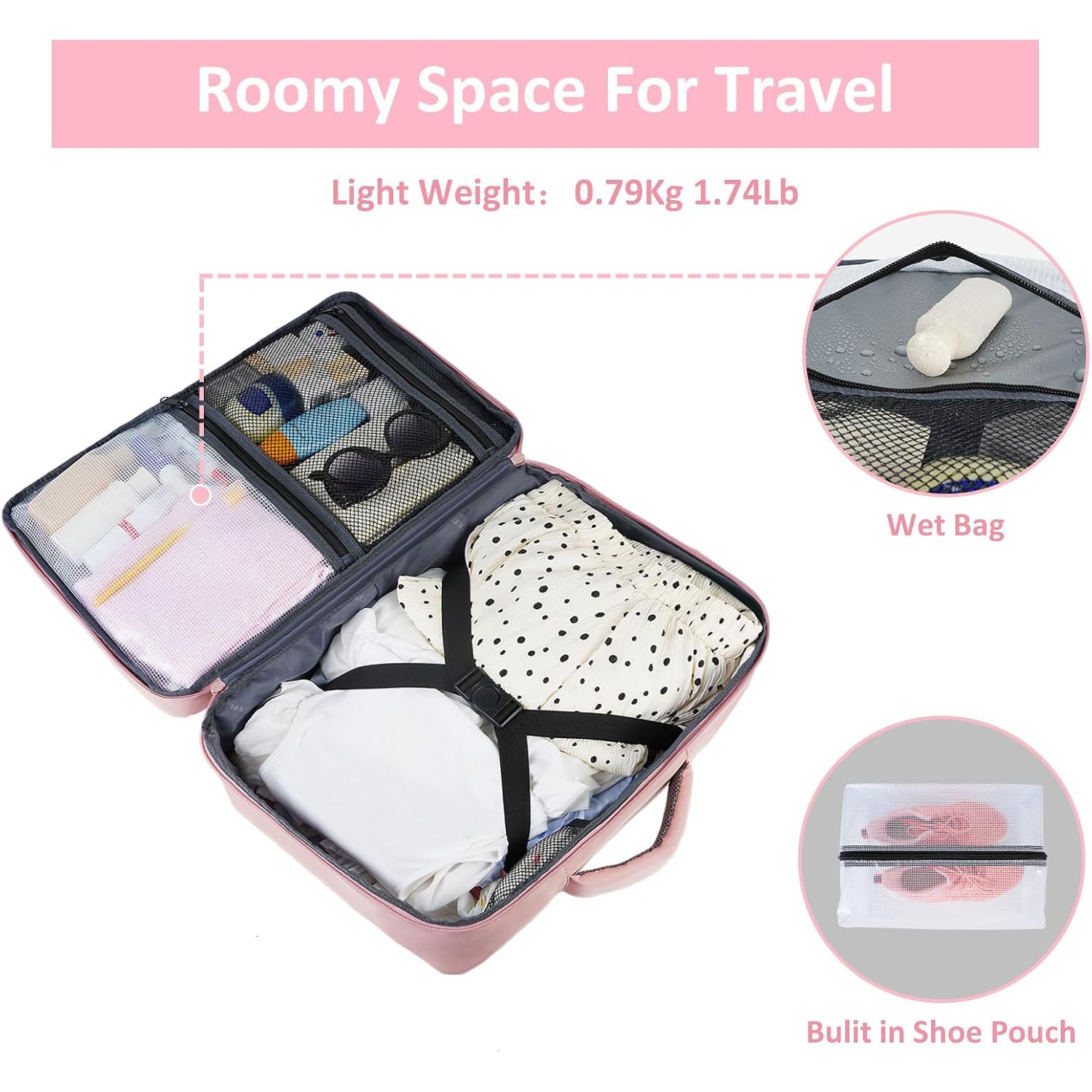 Taygeer Travel Backpack For Women, Tsa Carry On Backpack Flight Approved | 15.6Inch Laptop Mochila With Water Bottle Pocket & Shoe Pouch, Nurse Bag Casual Daypack For Weekender Business Hiking, Pink