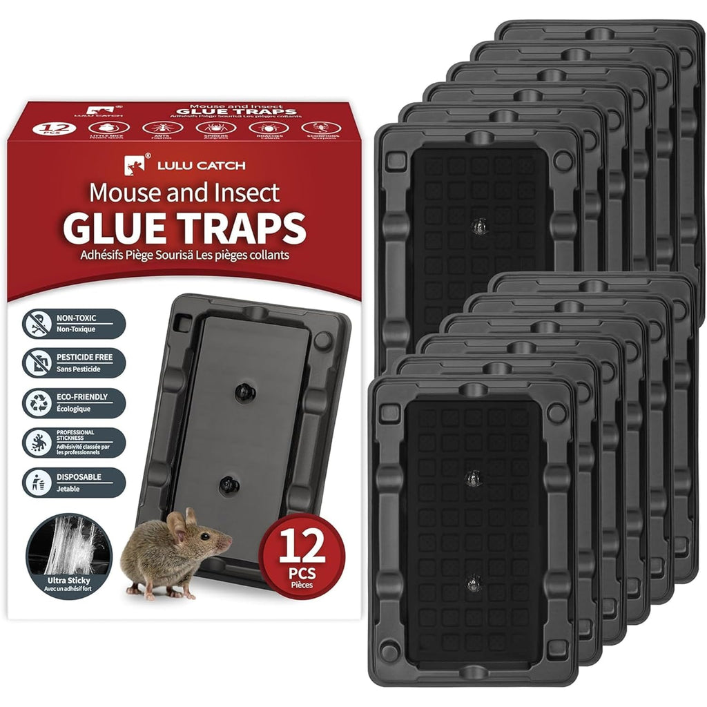 Mouse & Insect Traps 12 Pack, Heavier Sticky Traps With Non-Toxic Glue For Small Mice & Insects. Sticky Mouse Traps Indoor For Home, Easy To Set