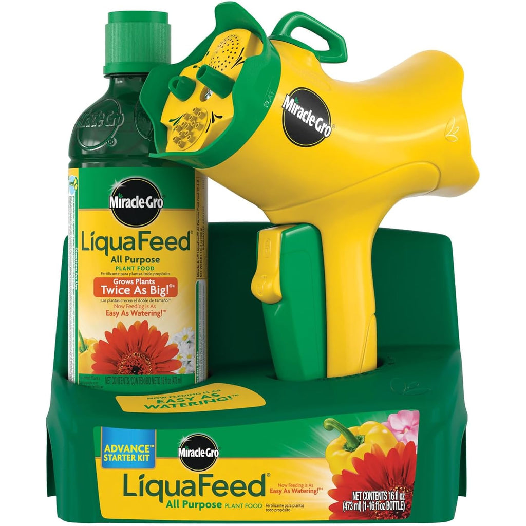 Miracle-Gro Liquafeed All Purpose Plant Food Advance Starter Kit | For Flowers, Vegetables, Trees And Shrubs. Includes One 16 Oz. Plant Food And One Feeder