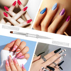 2 Pcs Double-Ended Builder Gel Brush, Hard Gel Nail Brushes Oval French Tip Brush, Liner Brushes for Nails, Rhinestone Handle Nail Drawing Brushes for Design Nail