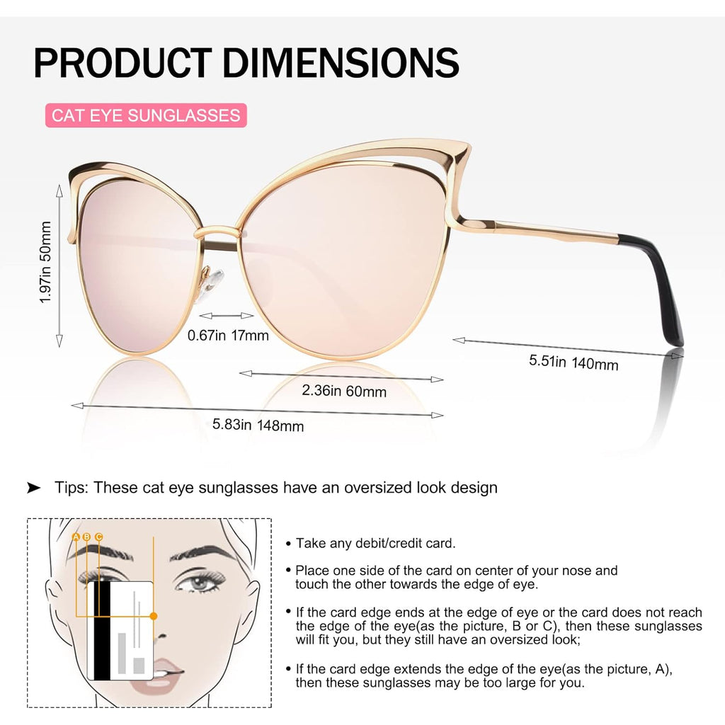 GQUEEN Trendy Oversized Sunglasses for Women Polarized Cat Eye Cute UV400 Protection