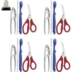 Seafood Tools Set includes 4 Crab Crackers 4 Seafood Fork 4 Lobster Crackers 4 Seafood Scissors -Nut Cracker and Storage Bag（17 Piece ）