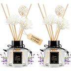 2Pcs Lavender Reed Diffuser Set 1.7 Fl Oz With 6 Scent Sticks, Calming Essential Oil Diffuser Sticks For Home, Relaxing Home Fragrance For Bedroom & Bathroom, Natural Non-Toxic Air Freshener