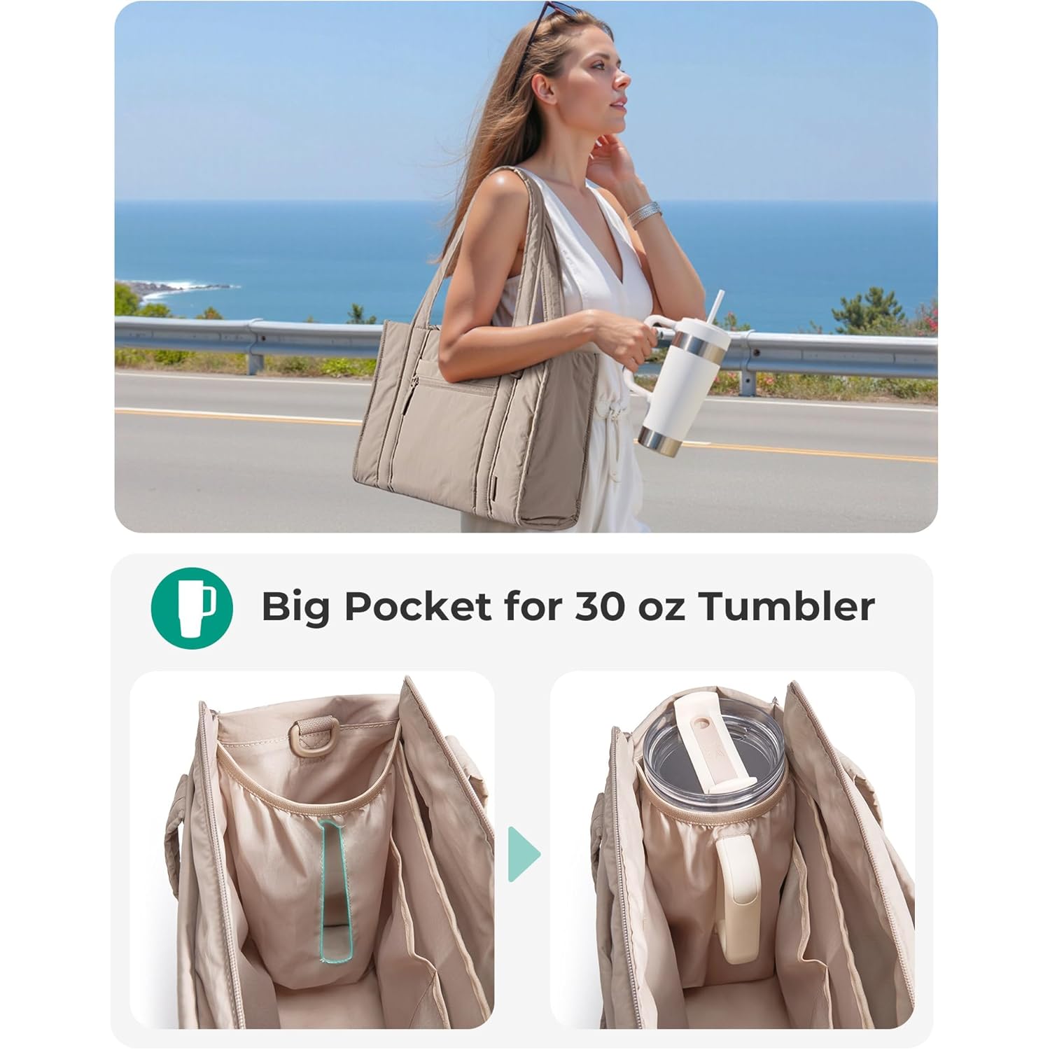 BAGSMART Boxy Tote Bag for Women, Crossbody Bag with Zipper, Crush Bow Purses for Travel Work College