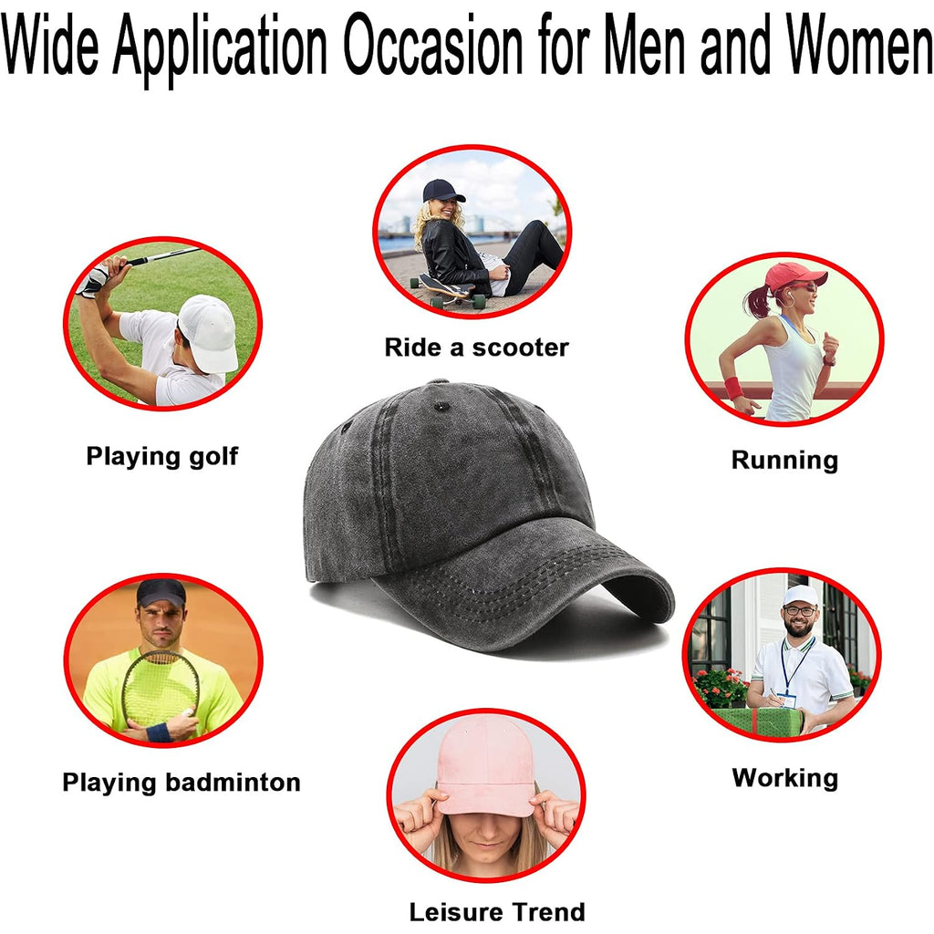PFFY 2 Packs Vintage Washed Distressed Baseball Cap Golf Dad Hat for Men Women Black/Blue