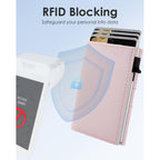 QLD RFID Wallet Women - Small Slim Trifold Wallet Anti-Theft Pop up Card Holder, Minimalist, Ultra Thin, Front Pocket, Premium Leather, 9-11 Cards Capacity | ID Window | Cash Slot