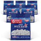 Enoz Para Moth Balls For Closets And More - Kills Clothes Moths And Carpet Beetles - For Indoor Use - No Clinging Odor - 4 Oz (Pack Of 6)