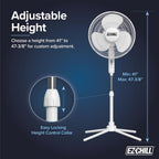 Ez-Chill 16” Oscillating Pedestal Fan, 3-Speed Options, 90-Degree Oscillating Head, Adjustable Height And Tilt, Powerful Air Flow, White, Mtsp15-16Az