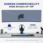 Vivo Full Motion Ultrawide Monitor Wall Mount, Fits Ultra-Wide Screens Up To 49 Inches And 44 Lbs, Tilt And Swivel Arm, Black, Mount-Vw01M