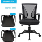 Furmax Office Chair Ergonomic Computer Desk Mesh Chair Mid Back Swivel Lumbar Support with Armrest (1, Black)