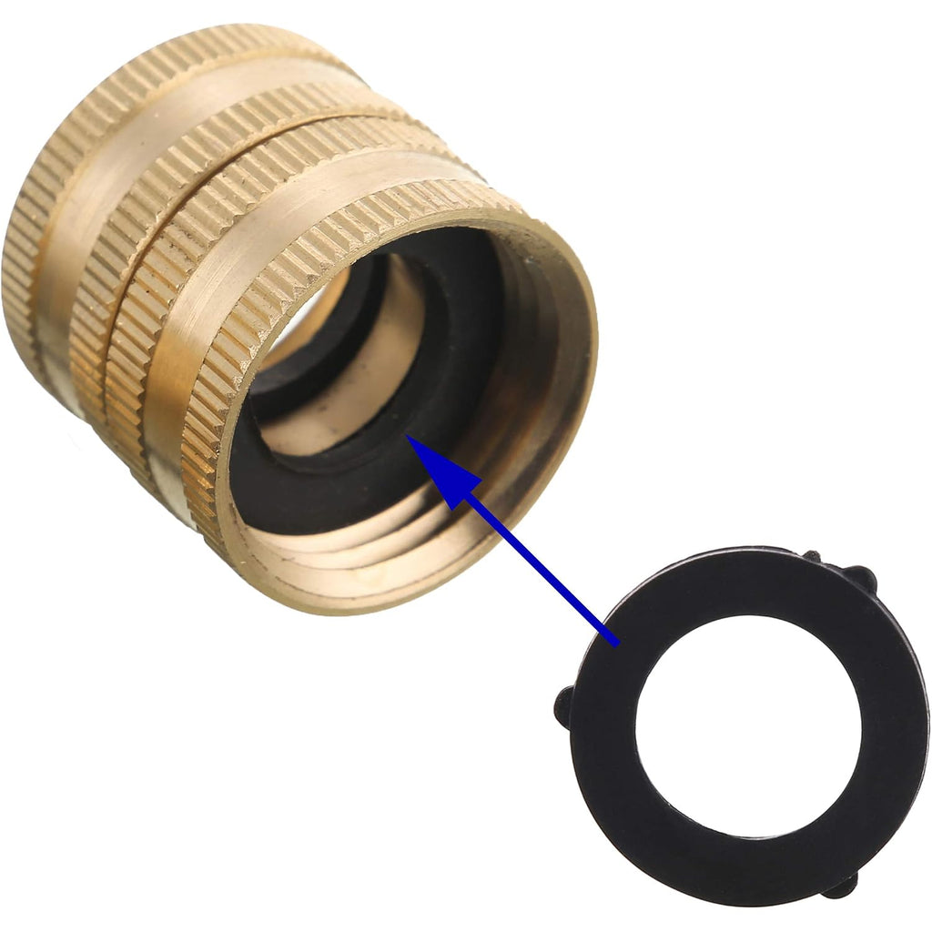 M Mingle Garden Hose Adapter, Male To Male, Female To Female, 3/4 Inch Brass Connector, 4-Pack With Extra 4 Washers