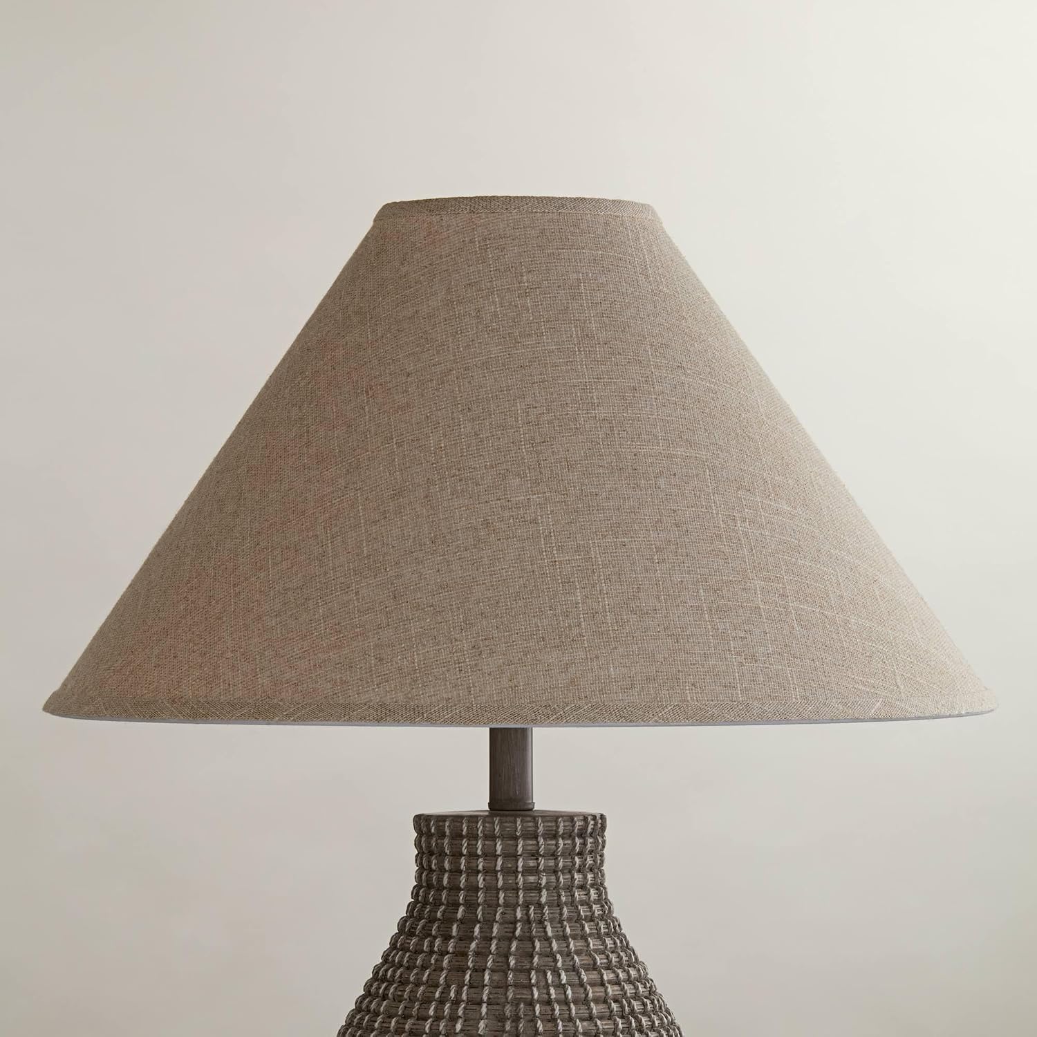 Empire Cottage Core Lamp Shade (Pre-Assembled) Fine Burlap Beige Large 6" Top X 21" Bottom X 13.5" High Spider Fitting With Replacement Harp And Finial