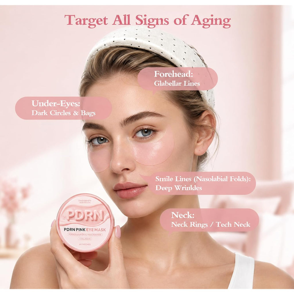 Pdrn Collagen Gel Under Eye Patches For Puffy Eyes And Dark Circles | 60 Count Hydrogel Eye Masks Korean Skincare With Niacinamide For Fine Lines & Smile Lines Under Eye Treatment For Women