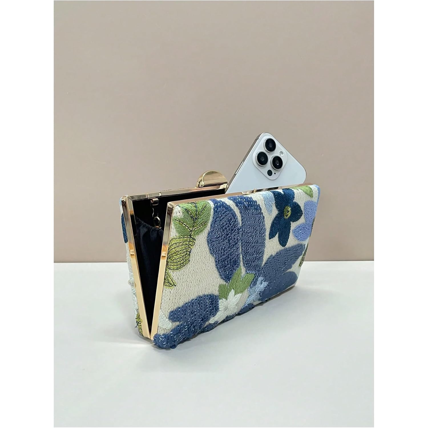 Women'S Sequin Floral Embroidery Evening Beaded Clutch Bags Elegant Mini Crossbody Purses Wedding Party Bag