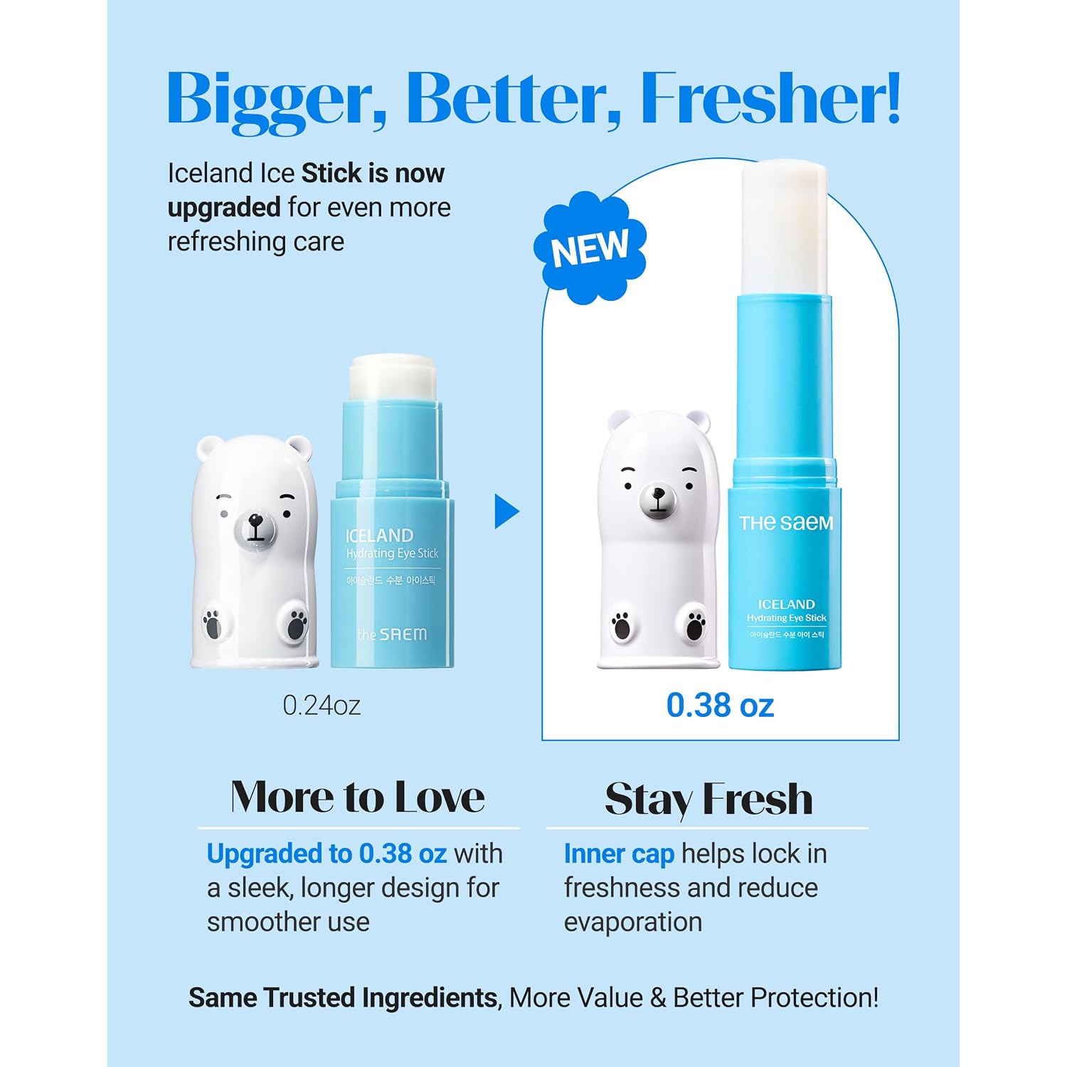 Thesaem Iceland Hydrating Eye Stick - Cooling Balm - Dark Circles & Puffiness – Under Eye Treatment - Reduce Wrinkles And Moisturizing - Minimize Dark & Puffy Eyes - Aqua Scent, 0.38 Oz