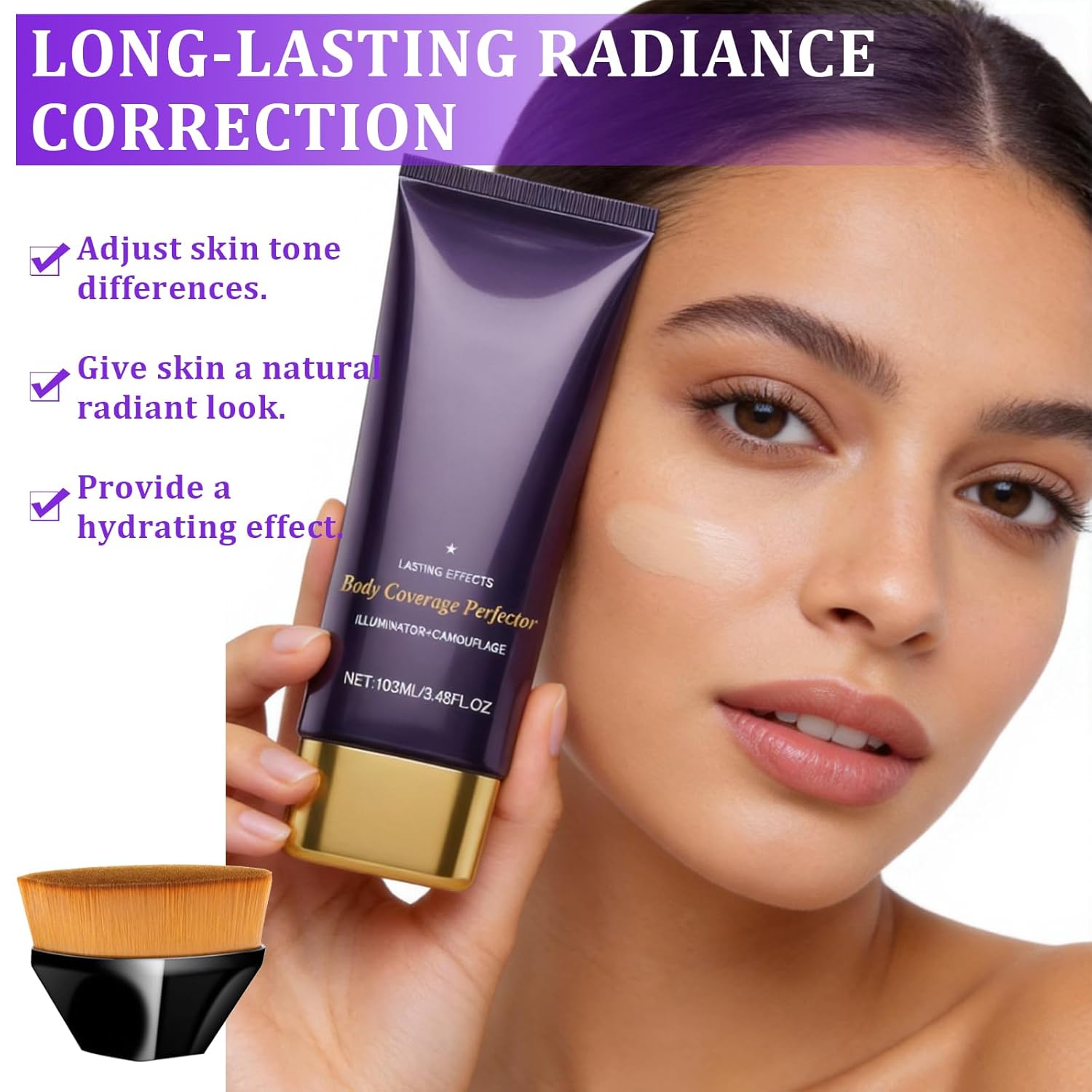 Body Makeup No Transfer with Brushes & Tattoo Concealer Patches, Leg & Body Coverage Perfector for Skin Imperfections, Uneven Tone