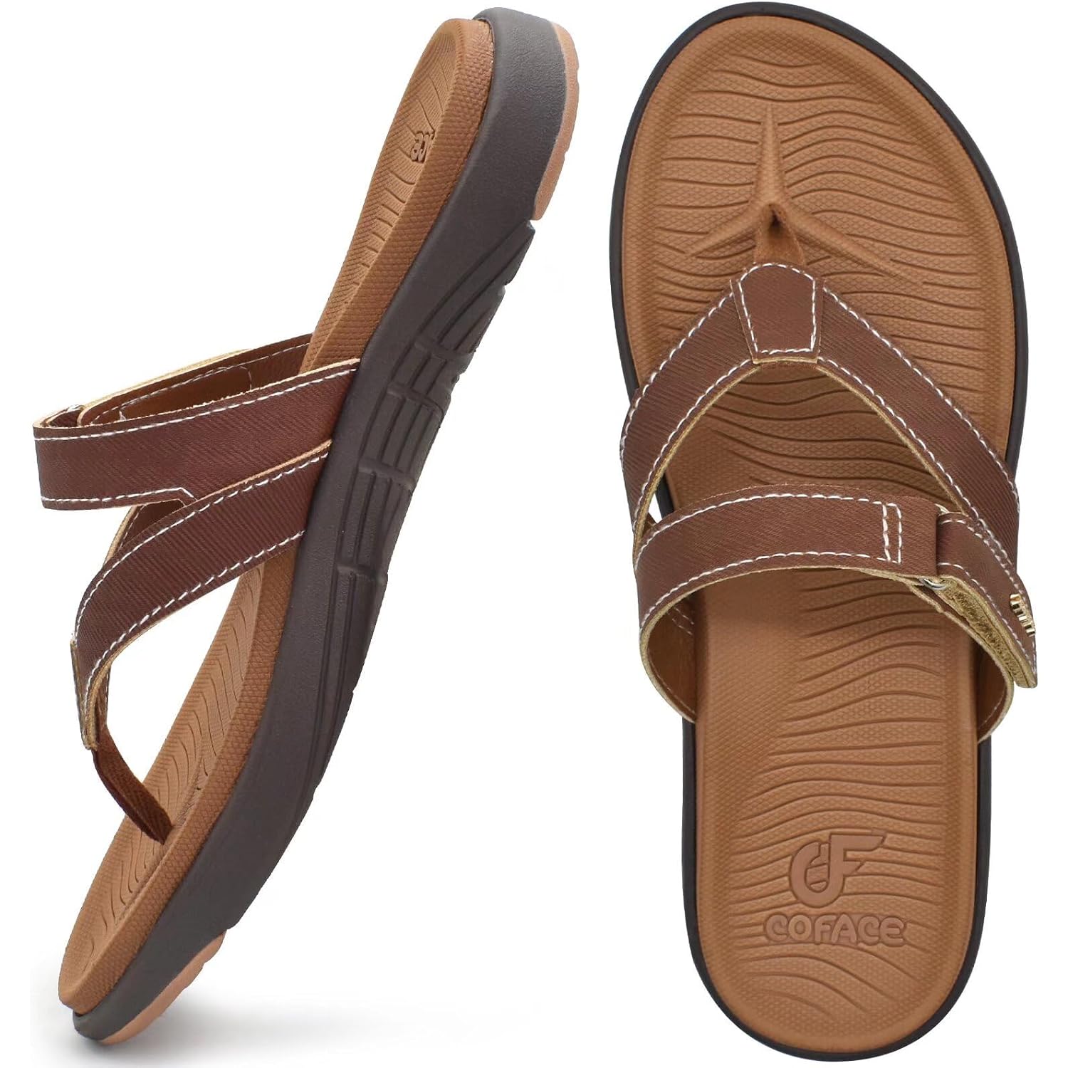 Coface Womens Fashion Orthotic Flip Flops Ladies Slip On Lightweight Athletic Yoga Mat Cushion Thong Sandals With Comfortable Plantar Fasciitis Arch Support