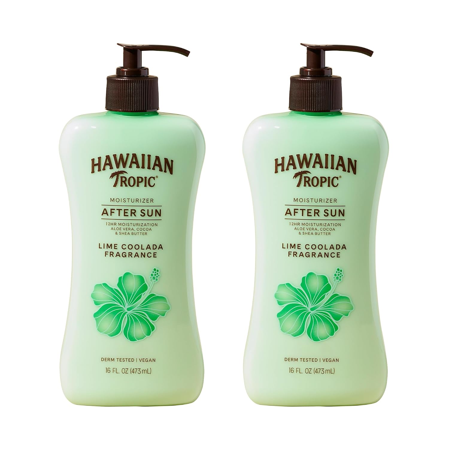 Hawaiian Tropic Lime Coolada After Sun Lotion | After Sun Care, Skin Care, Daily Moisturizing Lotion With Aloe, Cocoa Butter & Shea Butter, 16 Fl Oz Each Twin Pack