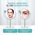 Miyadiva 20X Magnifying Makeup Mirror,Double Sided 1X & 20X Magnifying Mirror With Stand,Tabletop Magnified Vanity Mirror With 360°Rotation For Bathroom Or Bedroom 7.8 Inch