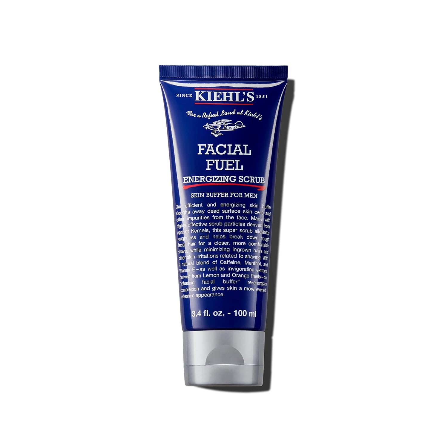 Kiehl's Facial Fuel Exfoliating Face Scrub, Facial Cleanser for Men, Smooths Skin & Removes Dead Skin, Dirt & Oil, Helps Soften Tough Facial Hair, with Caffeine, Menthol, Vitamin E & Citrus Extracts