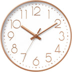 Daxsmy Wall Clock - 8 Inch Silent Non-Ticking Modern 3D Wall Clocks Battery Operated - Decorative Clock For Kitchen, Home Office, Bathroom, Bedroom(Rose Gold)